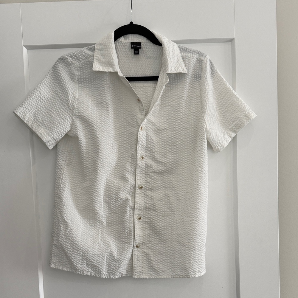 Art Class White Textured Casual Button Down Shirt